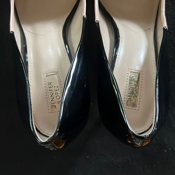 Jennifer Lopez Women's Pink Black Pointed Toe Patent Leather Heel Pumps - Picture 15 of 16